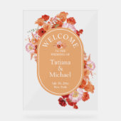 Hochzeitsfeier in Aquarellorange Acrylschild (Vorderseite)