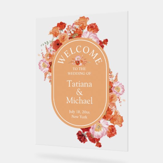 Hochzeitsfeier in Aquarellorange Acrylschild (Winkel)
