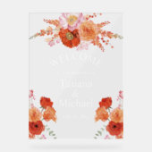 Hochzeitsfeier in Aquarellorange Acrylschild (Vorderseite)