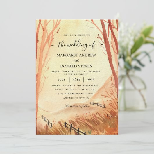 Hochzeitsfeier in Aquarellstuben Einladung (Stehend Vorderseite)