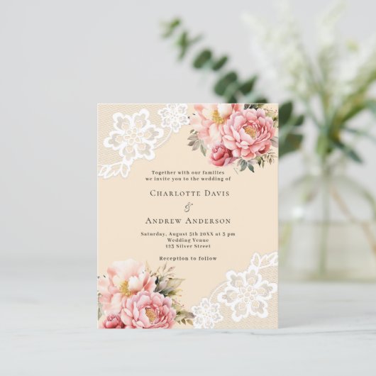 Hochzeitsfeier in Beige Rosa Rosa (Stehend Vorderseite)