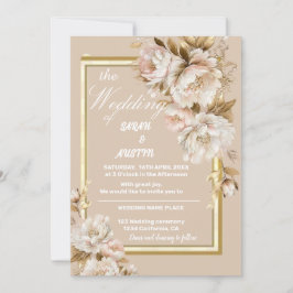 Hochzeitsfeier in Beige und Rosa Einladung