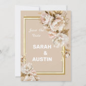 Hochzeitsfeier in Beige und Rosa Einladung (Rückseite)