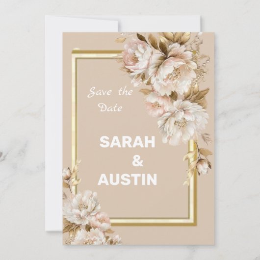 Hochzeitsfeier in Beige und Rosa Einladung (Rückseite)