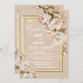 Hochzeitsfeier in Beige und Rosa Einladung (Vorne/Hinten)