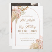 Hochzeitsfeier in Beige und Rosa Einladung (Vorne/Hinten)