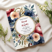 Hochzeitsfeier in blau-bordeauxrot einladung