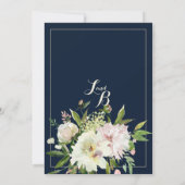 Hochzeitsfeier in blau-pink-weiß-blumengrün einladung (Rückseite)