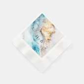 Hochzeitsfeier in Blau und Gold Serviette (Ecke)