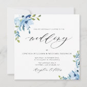 Hochzeitsfeier in Blau und Weiß Einladung (Vorderseite)