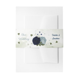 Hochzeitsfeier in blauen und marinen Pflanzen Einladungsbanderole