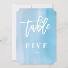 Hochzeitsfeier in Blauer Wasserfarbe Tischnummer
