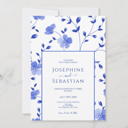 Hochzeitsfeier in Blue Periwinkle Modern Wedding Einladung (Vorderseite)