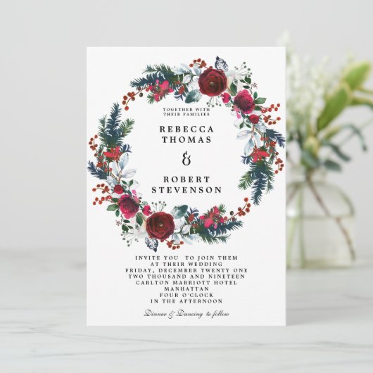 Hochzeitsfeier in Bordeaux Einladung (Stehend Vorderseite)