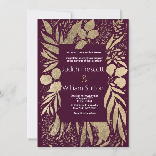 Hochzeitsfeier in Bordeaux Einladung (Vorderseite)