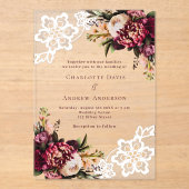 Hochzeitsfeier in Burgund Acryleinladungen (Vorderseite)