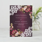 Hochzeitsfeier in Burgund Einladung (Stehend Vorderseite)