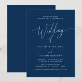 Hochzeitsfeier in der Kirche, Navy Blue Einladung (Vorne/Hinten)