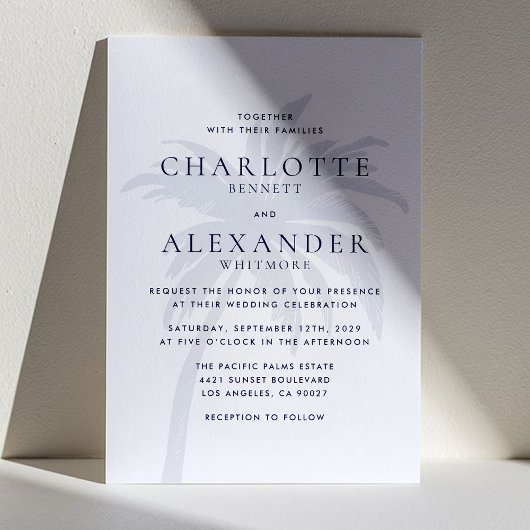 Hochzeitsfeier in der modernen tropischen Palme Einladung