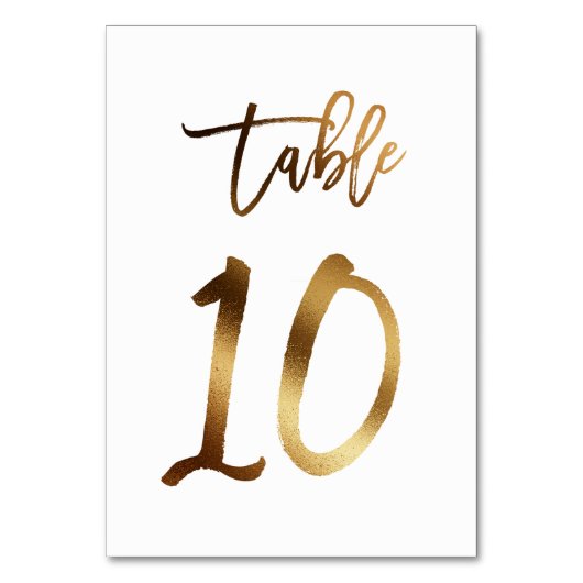 Hochzeitsfeier in Gold-Folie | Tabelle 10 Tischnummer (Vorderseite)