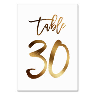 Hochzeitsfeier in Gold-Folie Tabelle 30 Tischnummer