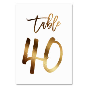 Hochzeitsfeier in Gold-Folie   Tabelle 40 Tischnummer