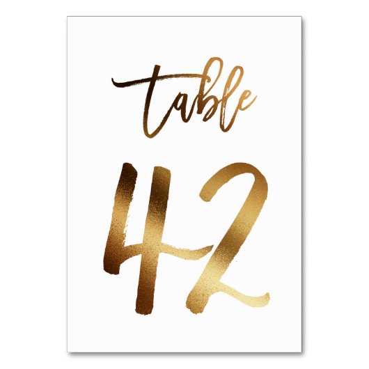 Hochzeitsfeier in Gold-Folie | Tabelle 42 Tischnummer (Vorderseite)