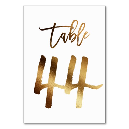 Hochzeitsfeier in Gold-Folie | Tabelle 44 Tischnummer (Vorderseite)