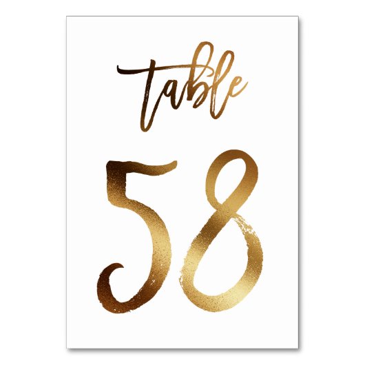 Hochzeitsfeier in Gold-Folie | Tabelle 58 Tischnummer (Vorderseite)