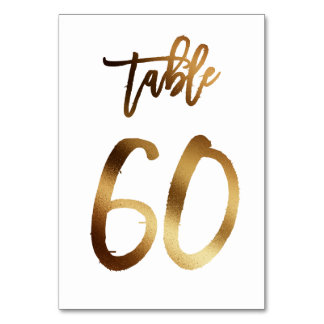 Hochzeitsfeier in Gold-Folie | Tabelle 60 Tischnummer