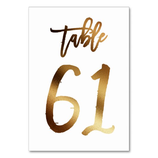 Hochzeitsfeier in Gold-Folie | Tabelle 61 Tischnummer (Vorderseite)