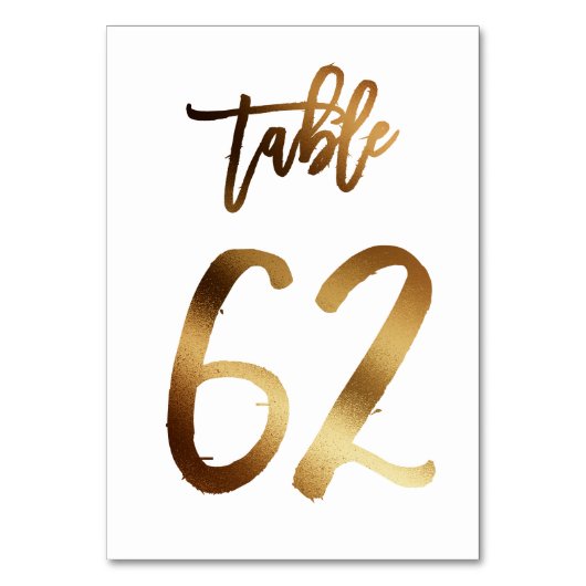 Hochzeitsfeier in Gold-Folie | Tabelle 62 Tischnummer (Vorderseite)