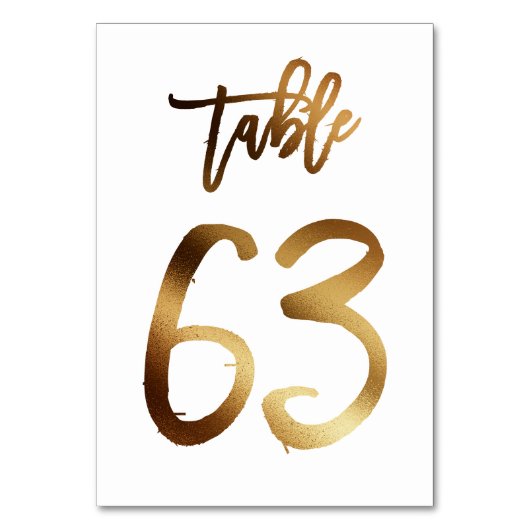 Hochzeitsfeier in Gold-Folie | Tabelle 63 Tischnummer (Vorderseite)