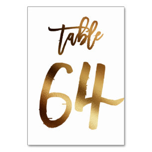 Hochzeitsfeier in Gold-Folie   Tabelle 64 Tischnummer