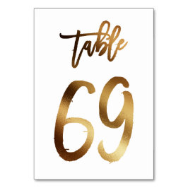 Hochzeitsfeier in Gold-Folie | Tabelle 69 Tischnummer