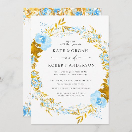 Hochzeitsfeier in Gold türkisfarben (Vorne/Hinten)