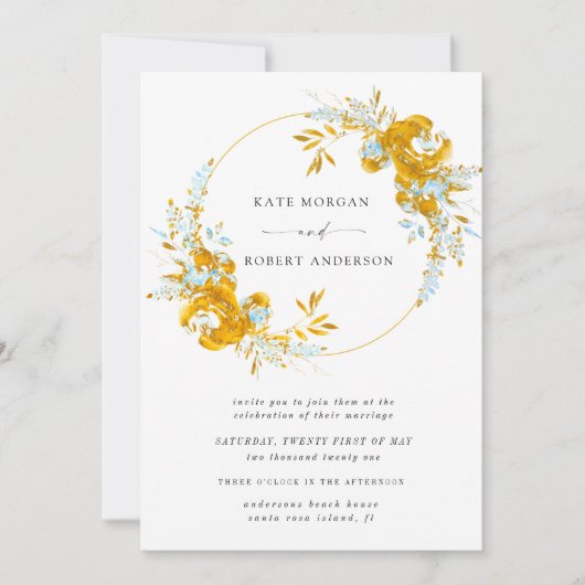 Hochzeitsfeier in Gold türkisfarben (Vorderseite)