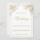 Hochzeitsfeier in Gold und Weiß Einladung (Vorderseite)