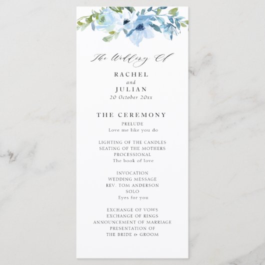 Hochzeitsfeier in hellblau programm (Vorderseite)