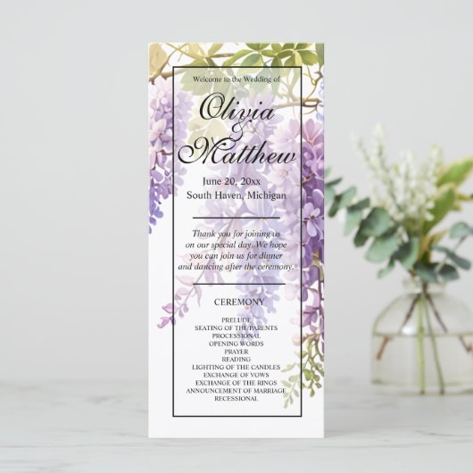 Hochzeitsfeier in lila Wasserfarbe (Stehend Vorderseite)