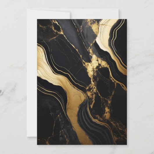 Hochzeitsfeier in Luxus-Foto aus schwarzem und gol Einladung (Rückseite)