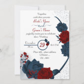 Hochzeitsfeier in Marineblau und burgundisch-rot B Einladung (Vorderseite)