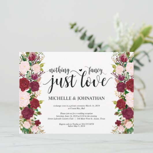 Hochzeitsfeier in Marsala Rosa Empfang Einladung (Stehend Vorderseite)