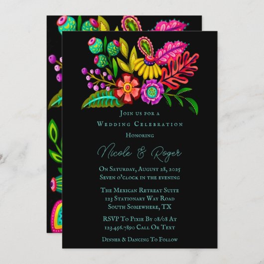 Hochzeitsfeier in Mexiko Einladung (Vorne/Hinten)