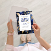 Hochzeitsfeier in Navy-Blue-Gold-Blume Einladung