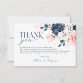 Hochzeitsfeier in Navy Blue und Blush Pink RSVP Karte (Vorderseite)