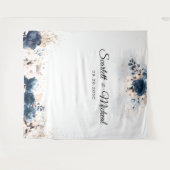 Hochzeitsfeier in Navy Blue und Dusty Rose Hinterg Wandteppich (Vorderseite (Horizontal))