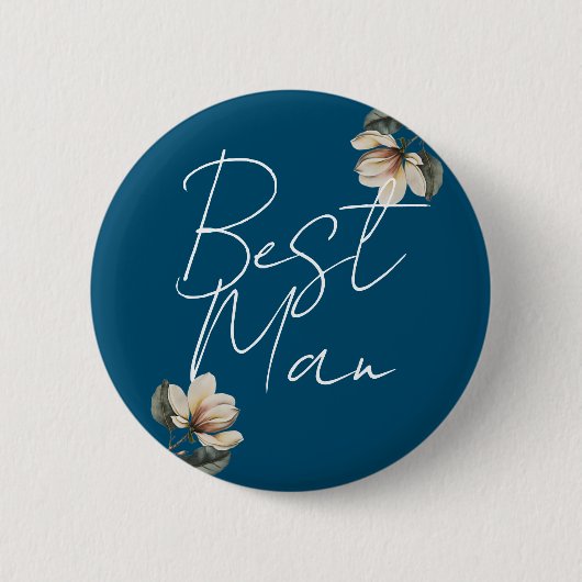 Hochzeitsfeier in Navy Blue und Magnolia Button (Vorderseite)