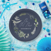 Hochzeitsfeier in Navy mit elegantem Botanischem S Pappteller (Party)