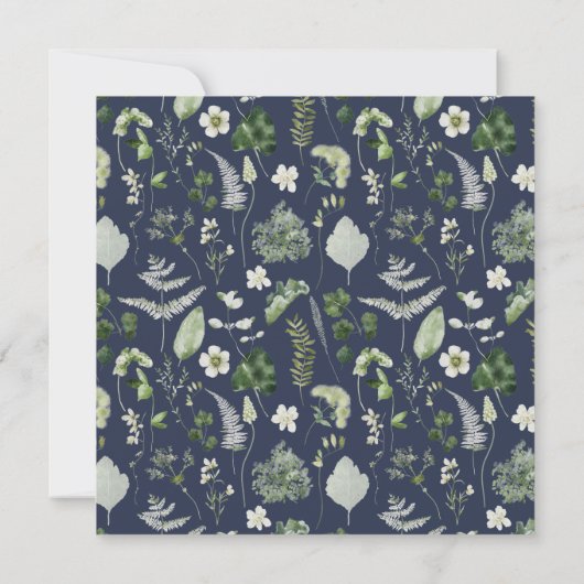 Hochzeitsfeier in Navy mit elegantem Botanischem S Save The Date (Rückseite)